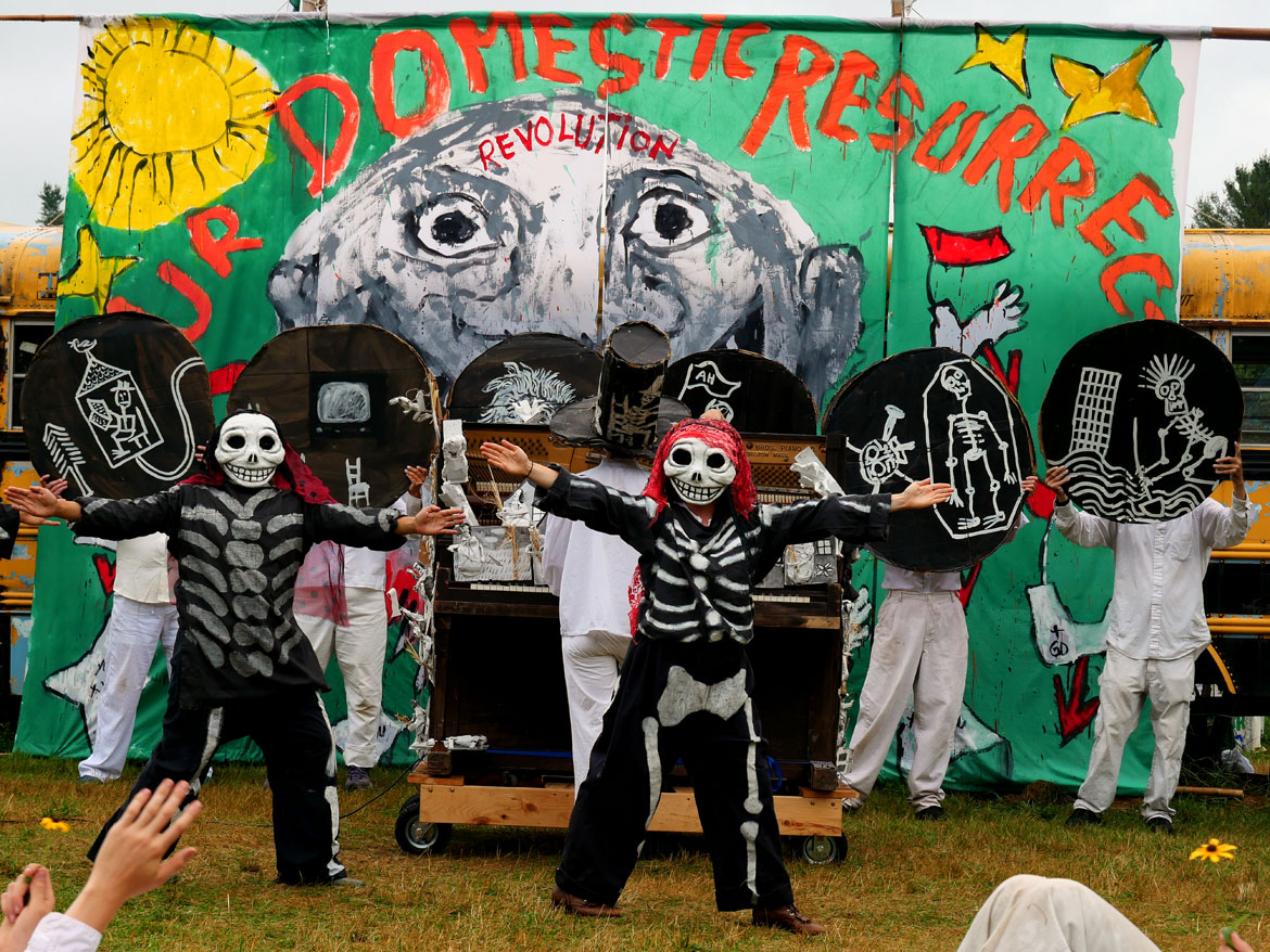 Bread & Puppet Theater's "Our Domestic Resurrection Revolution in Progress Circus," Glover, Vermont, July 20, 2025. (©Greg Cook photo)