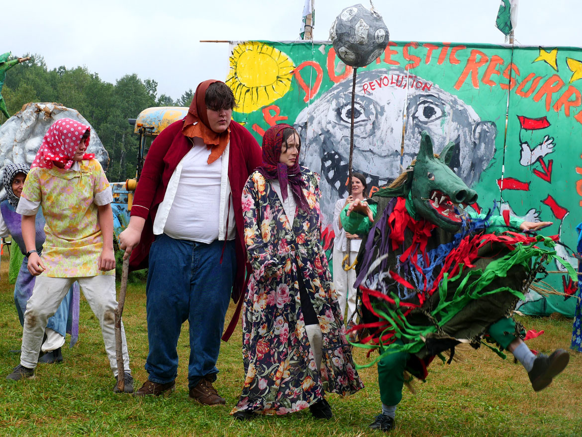 Bread & Puppet Theater's "Our Domestic Resurrection Revolution in Progress Circus," Glover, Vermont, July 20, 2025. (©Greg Cook photo)