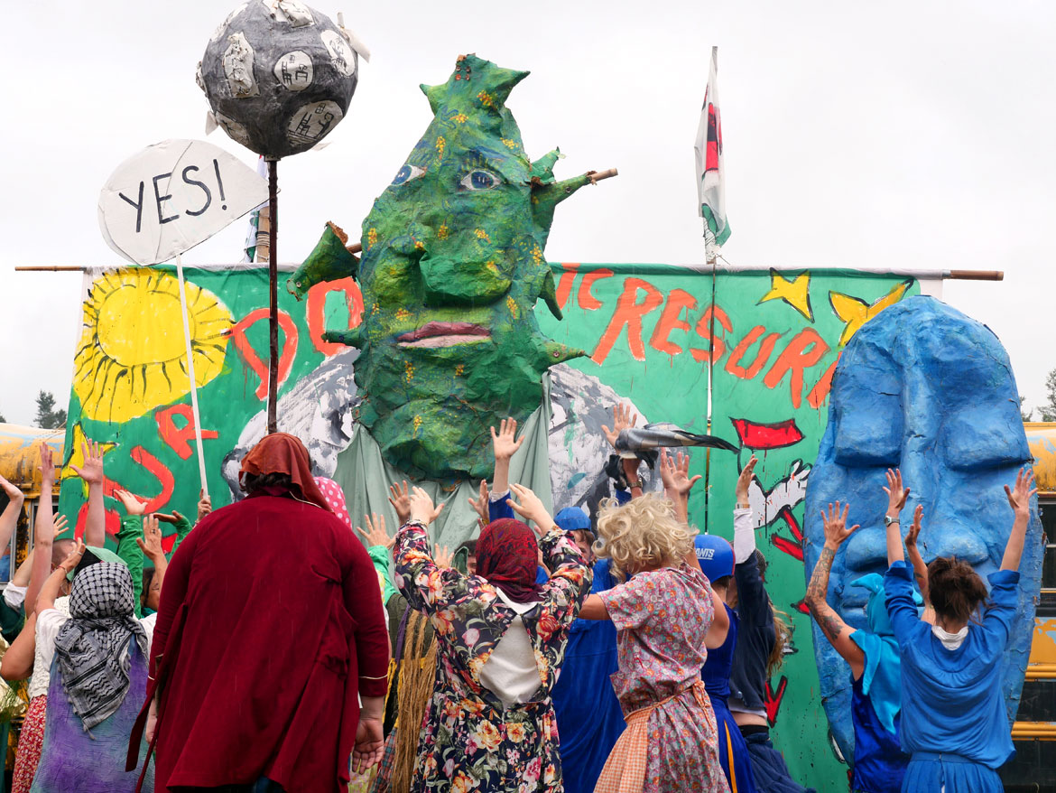 Bread & Puppet Theater's "Our Domestic Resurrection Revolution in Progress Circus," Glover, Vermont, July 20, 2025. (©Greg Cook photo)