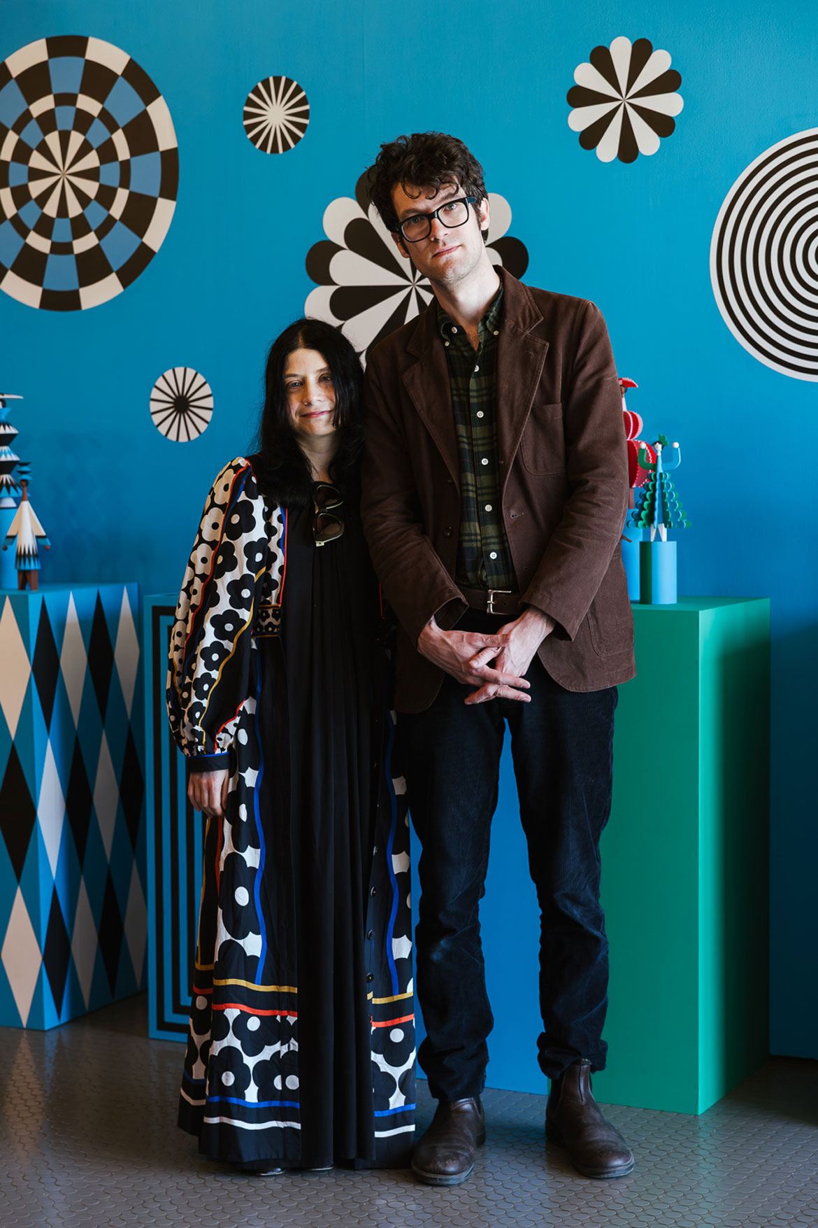 Lesley Barnes and Ross McAuley at "Fashion Play," 2025. (Photo © Jo Crawford, courtesy Yorkshire Sculpture Park)