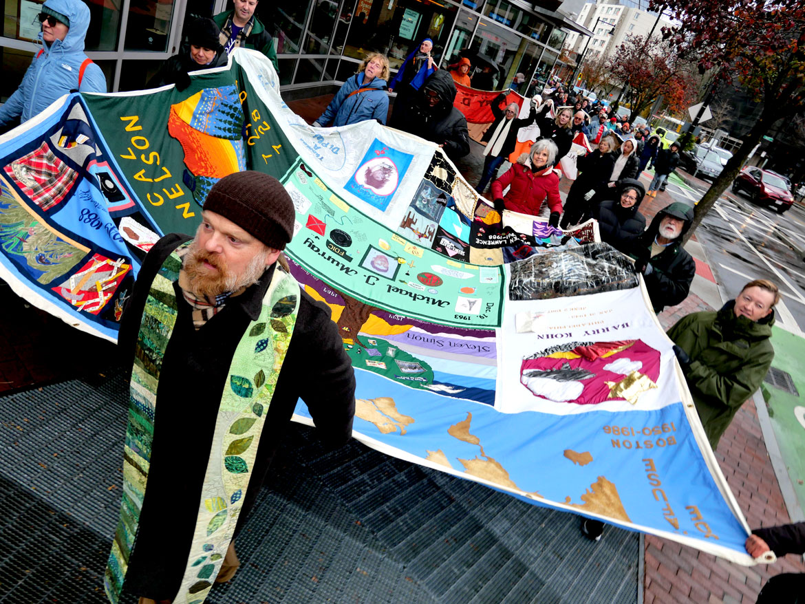 March To End HIV Stigma from Boston City Hall to the Boston Center for the Arts, Nov. 30, 2025. (©Greg Cook photo)