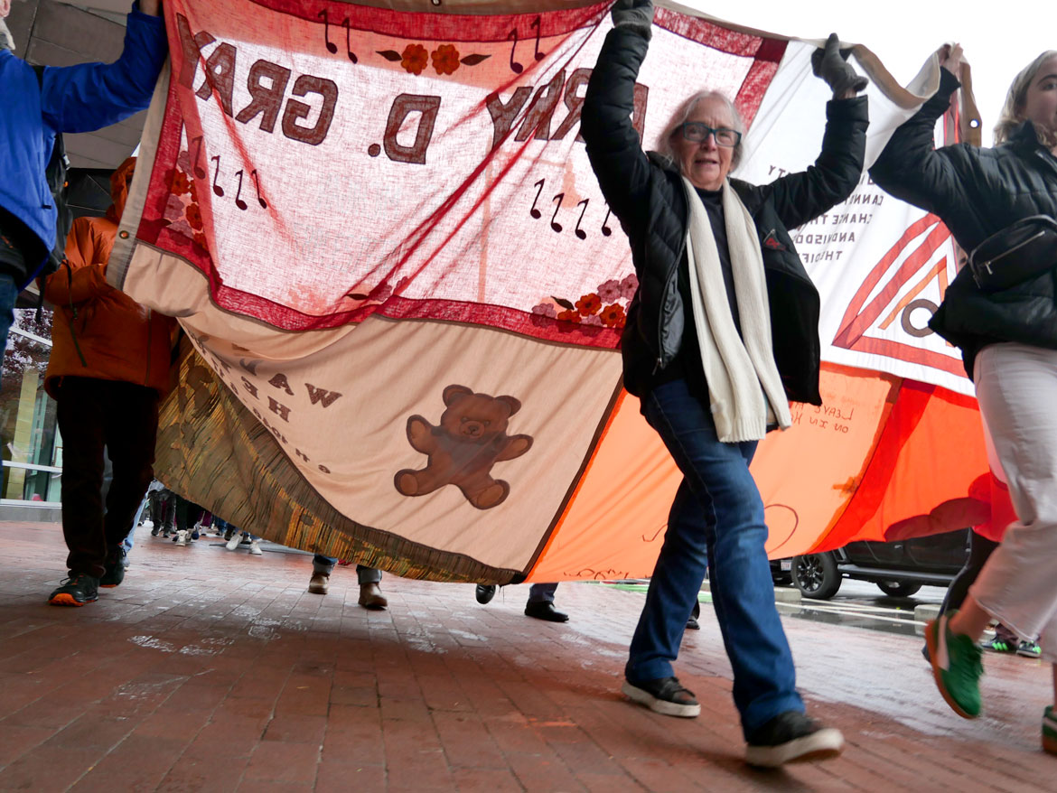 March To End HIV Stigma from Boston City Hall to the Boston Center for the Arts, Nov. 30, 2025. (©Greg Cook photo)