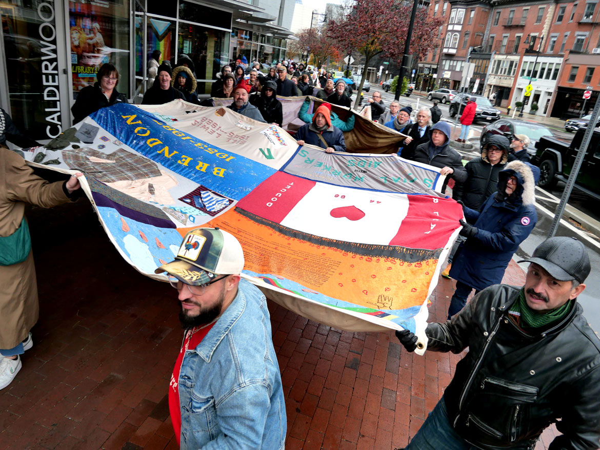 March To End HIV Stigma from Boston City Hall to the Boston Center for the Arts, Nov. 30, 2025. (©Greg Cook photo)