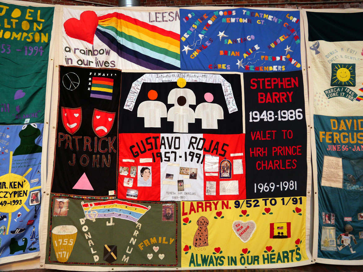 Names AIDS Memorial Quilt at the 34th Annual World AIDS Day Vigil at the Boston Center for the Arts, Nov. 30, 2025. (©Greg Cook photo)