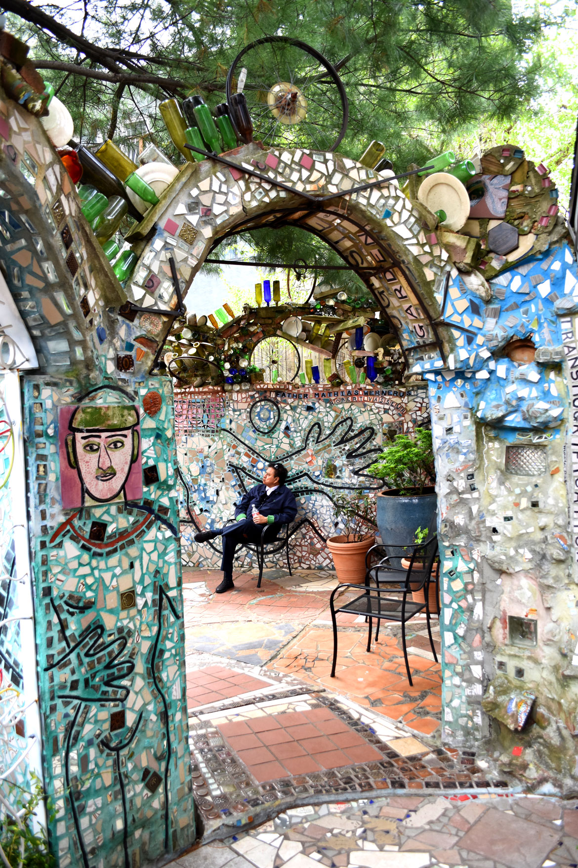 Isaiah Zagar's "Magic Gardens" in Philadelphia, April 2019. (©Greg Cook photo)