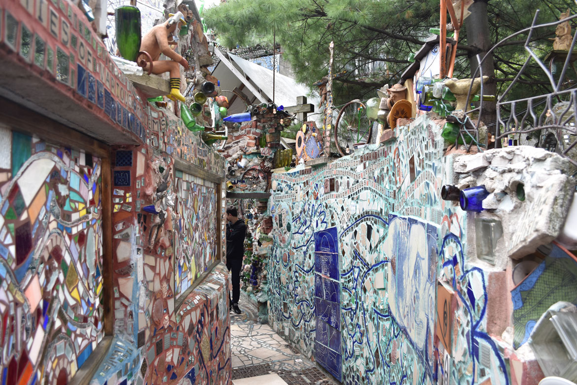 Isaiah Zagar's "Magic Gardens" in Philadelphia, April 2019. (©Greg Cook photo)