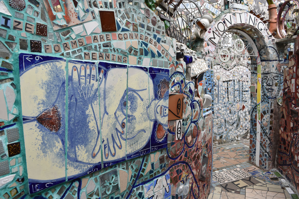 Isaiah Zagar's "Magic Gardens" in Philadelphia, April 2019. (©Greg Cook photo)