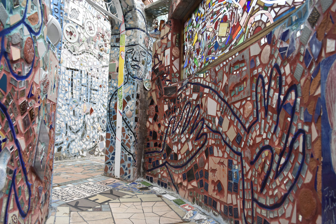 Isaiah Zagar's "Magic Gardens" in Philadelphia, April 2019. (©Greg Cook photo)