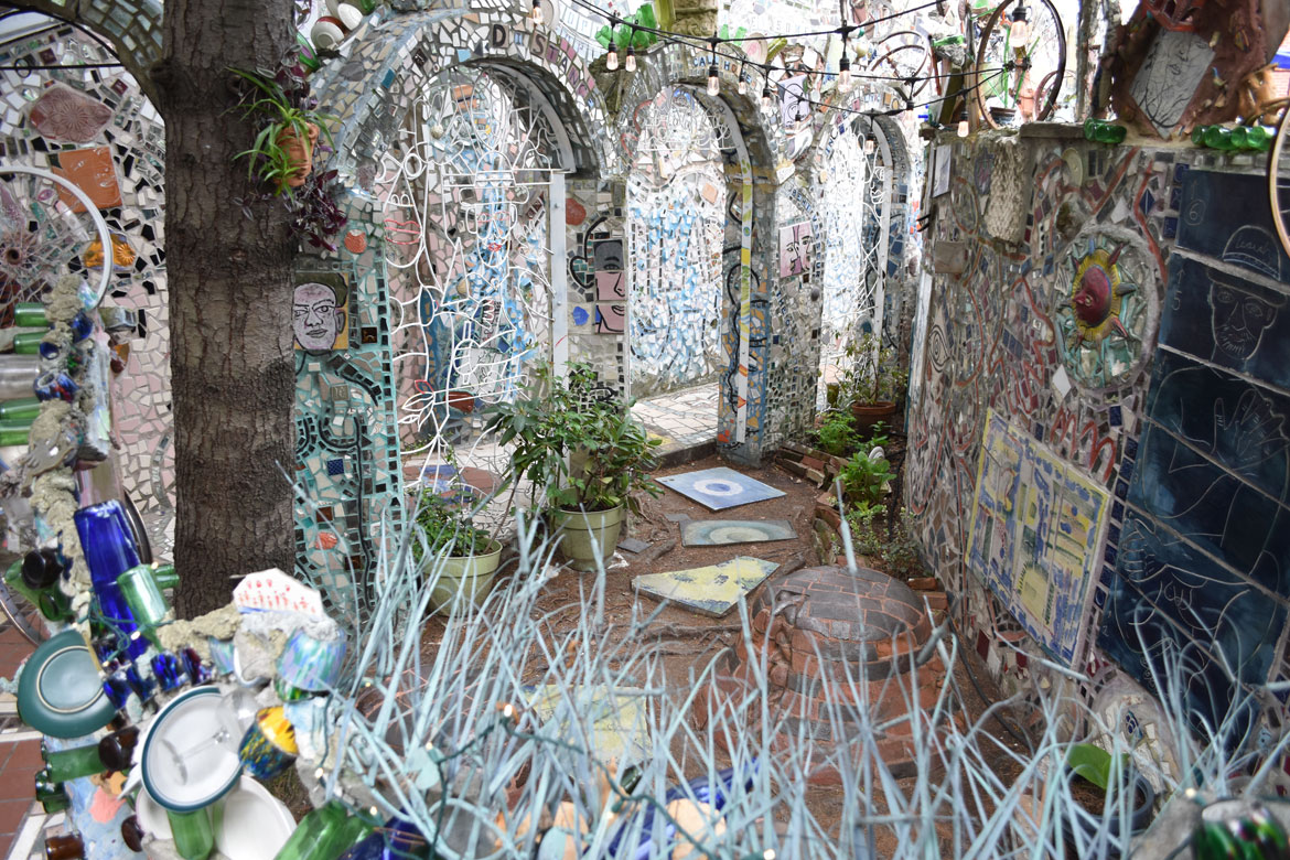 Isaiah Zagar's "Magic Gardens" in Philadelphia, April 2019. (©Greg Cook photo)