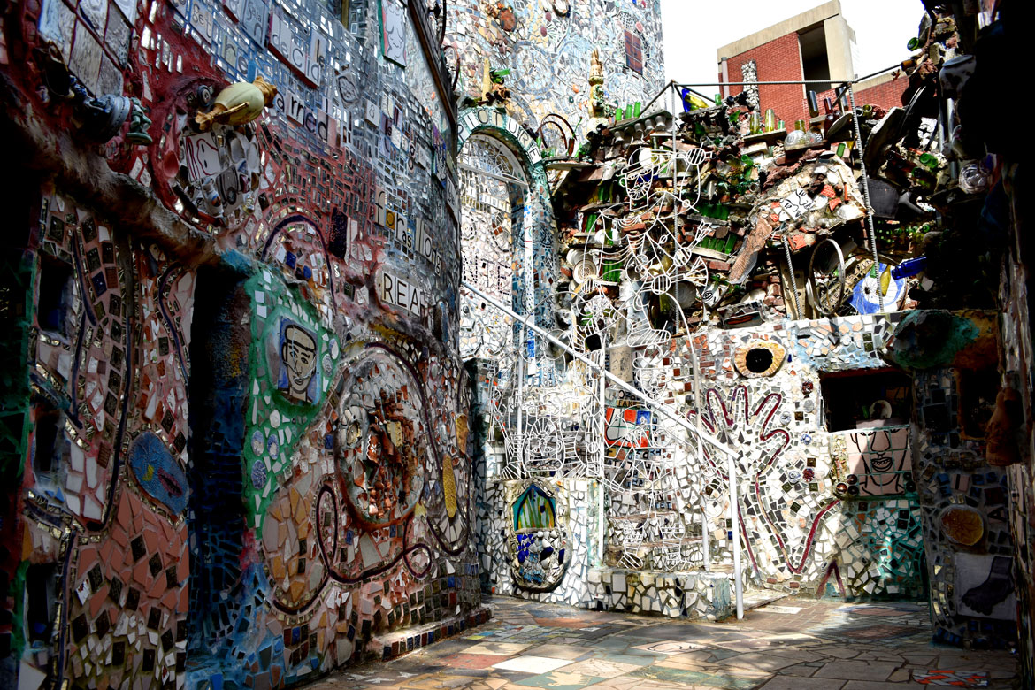 Isaiah Zagar's "Magic Gardens" in Philadelphia, April 2019. (©Greg Cook photo)