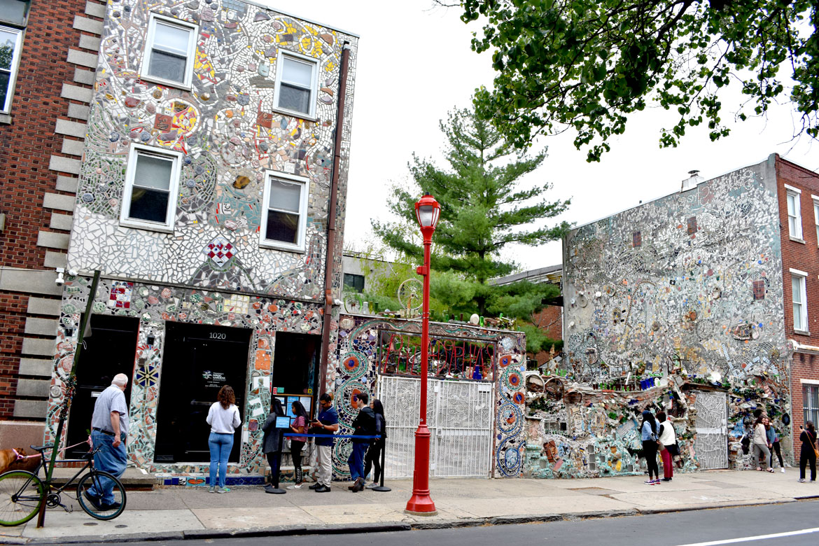 Isaiah Zagar's "Magic Gardens" in Philadelphia, April 2019. (©Greg Cook photo)