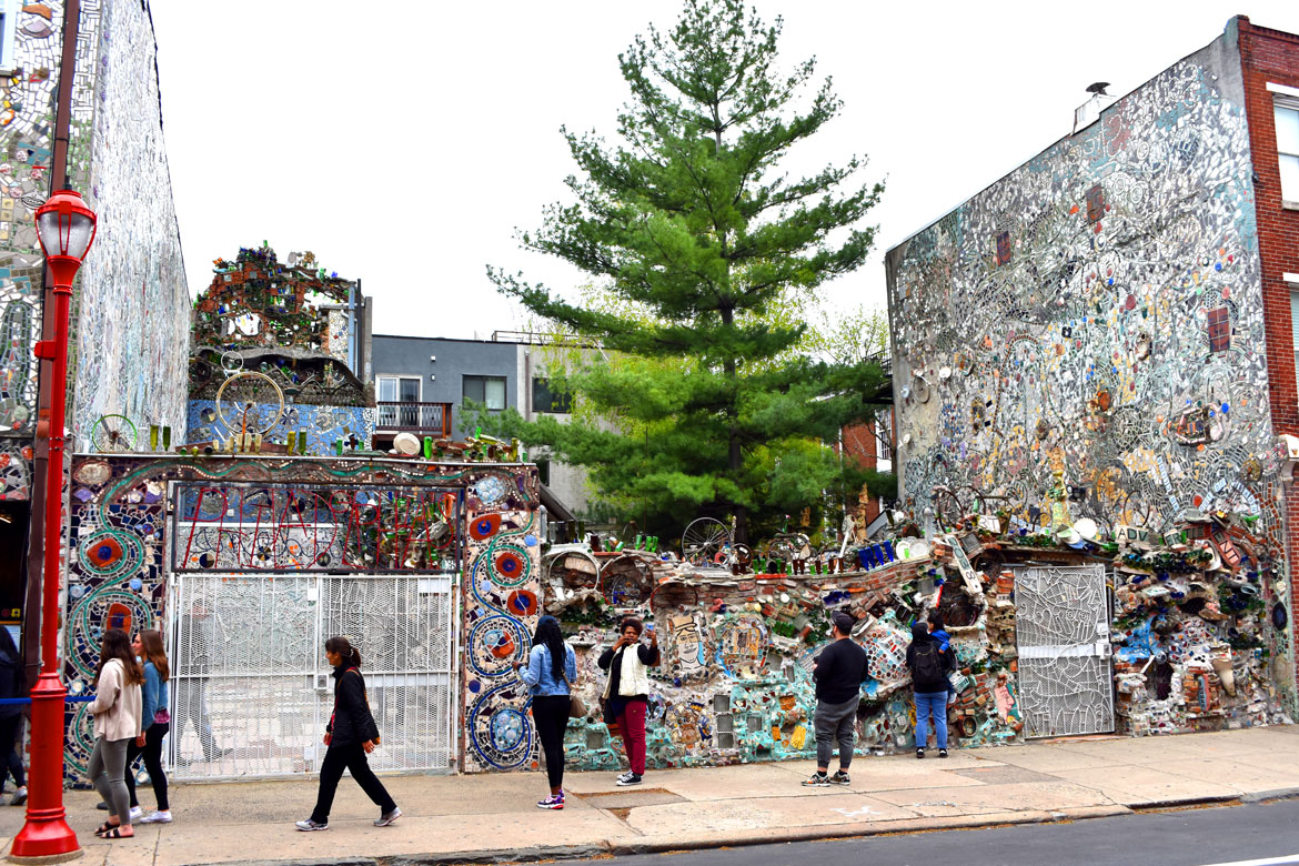 Isaiah Zagar's "Magic Gardens" in Philadelphia, April 2019. (©Greg Cook photo)