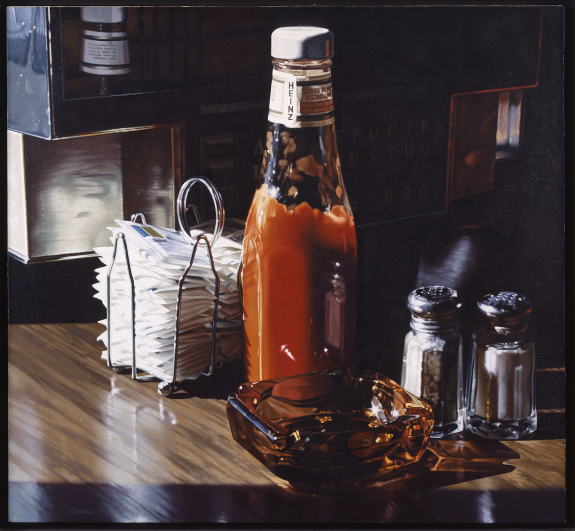 Ralph Ladell Goings, Still Life with Sugars, 1978. Oil on canvas. Rose Art Museum, Brandeis University. Gift of Mr. and Mrs. Norman Zachary, 2003.2.1. Charles Mayer Photography. Courtesy Rose Art Museum. © Goings Family Estate.