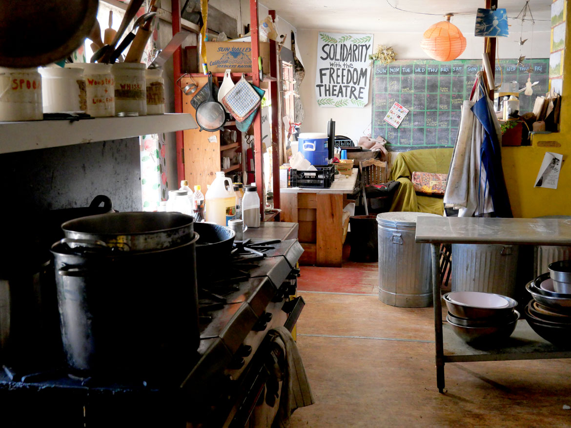 Dormant, unheated kitchen at Bread and Puppet Theater, Glover, Vermont, Feb. 9, 2026. (©Greg Cook photo)
