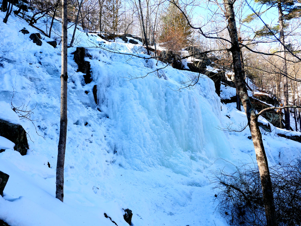 The Cascade waterfall in the Middlesex Fells, Melrose, Massachusetts, Feb. 12, 2026. (©Greg Cook photo)