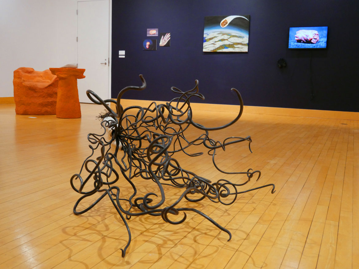 Funlola Coker, "Drifter," 2025, in foreground. (Greg Cook photo)