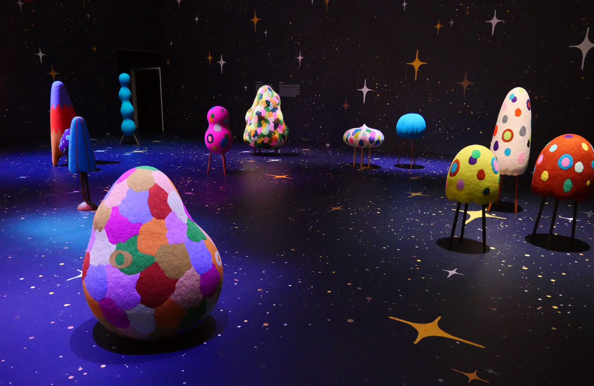 “Masako Miki: Midnight March" at MassArt Art Museum, February 2026. (Greg Cook photo)