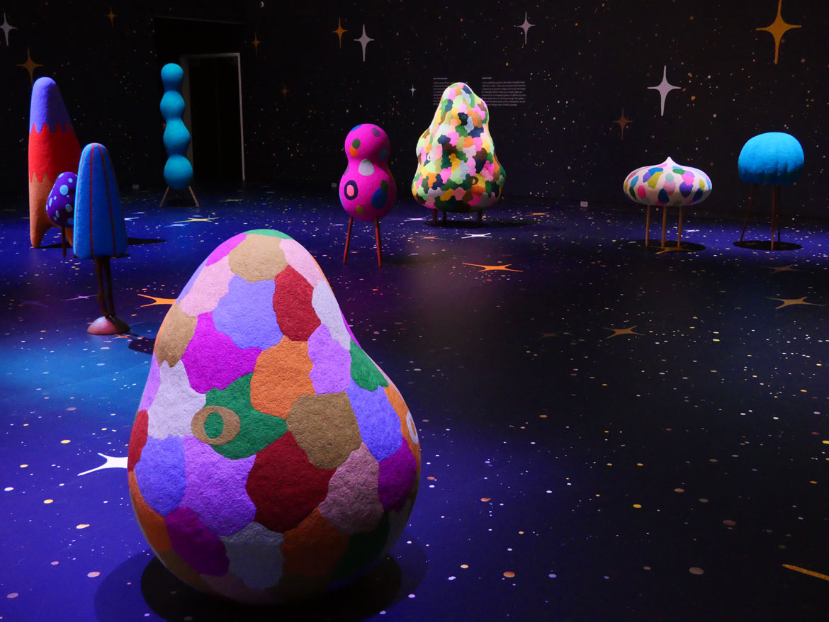 “Masako Miki: Midnight March" at MassArt Art Museum, February 2026. (Greg Cook photo)