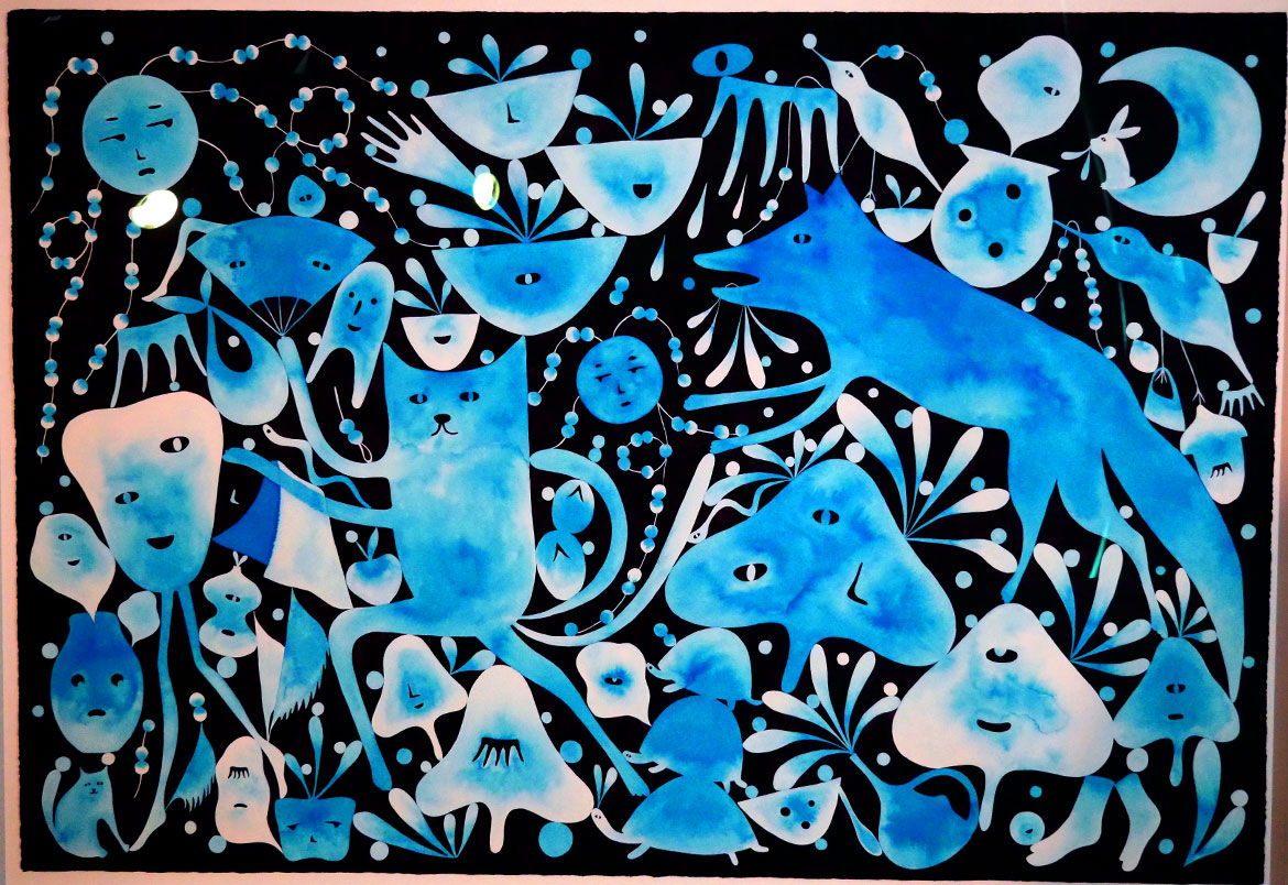 Masako Miki, "Midnight March" 2025, watercolor.