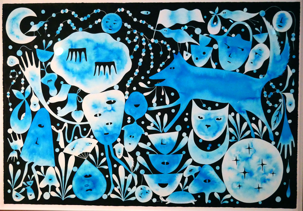 Masako Miki, "Midnight March" 2025, watercolor.