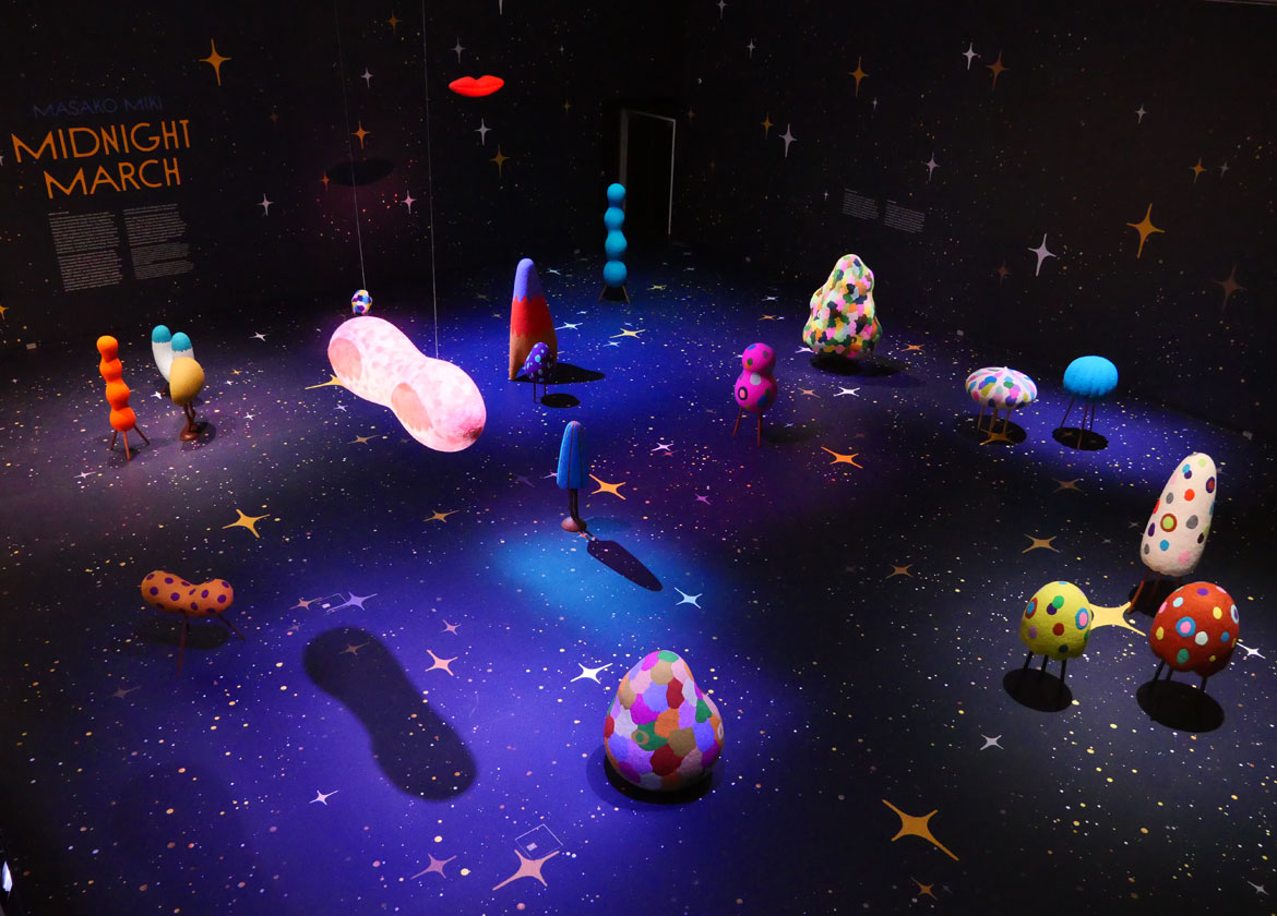 “Masako Miki: Midnight March" at MassArt Art Museum, February 2026. (Greg Cook photo)