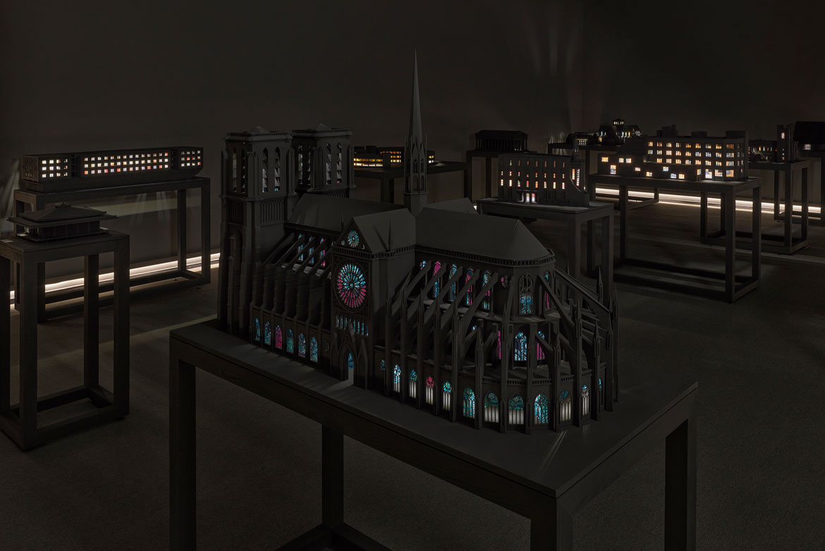 Model of Notre-Dame cathedral in Paris from "Yinka Shonibare: Sanctuary" at Brandeis University’s Rose Art Museum, 2026.