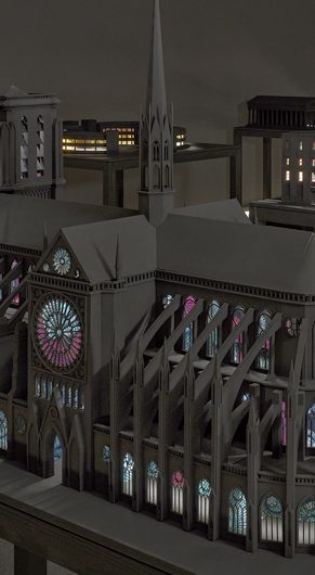 Model of Notre-Dame cathedral in Paris from "Yinka Shonibare: Sanctuary" at Brandeis University’s Rose Art Museum, 2026.