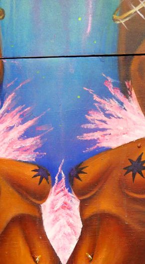 Rixy Fernandez, "Ain't No Sin to Take Off Your Skin," acrylic on wood.