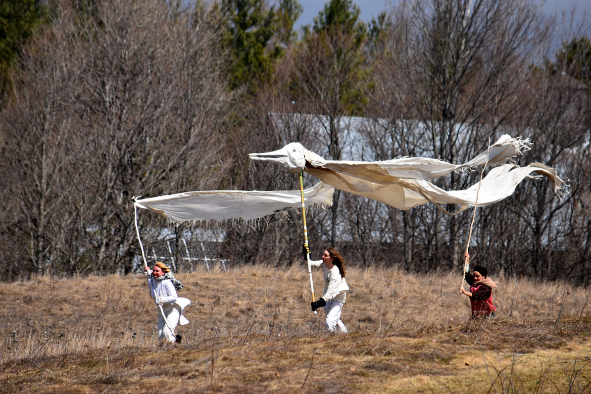 "Spring Ritual" at Bread and Puppet Theater, Glover, Vermont, April 11, 2026. (©Greg Cook photo)