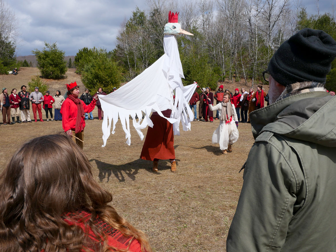 "Spring Ritual" at Bread and Puppet Theater, Glover, Vermont, April 11, 2026. (©Greg Cook photo)