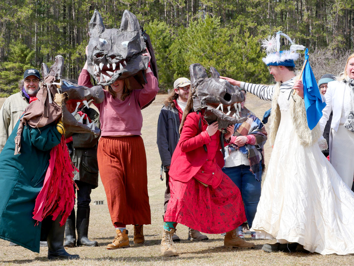 "Spring Ritual" at Bread and Puppet Theater, Glover, Vermont, April 11, 2026. (©Greg Cook photo)