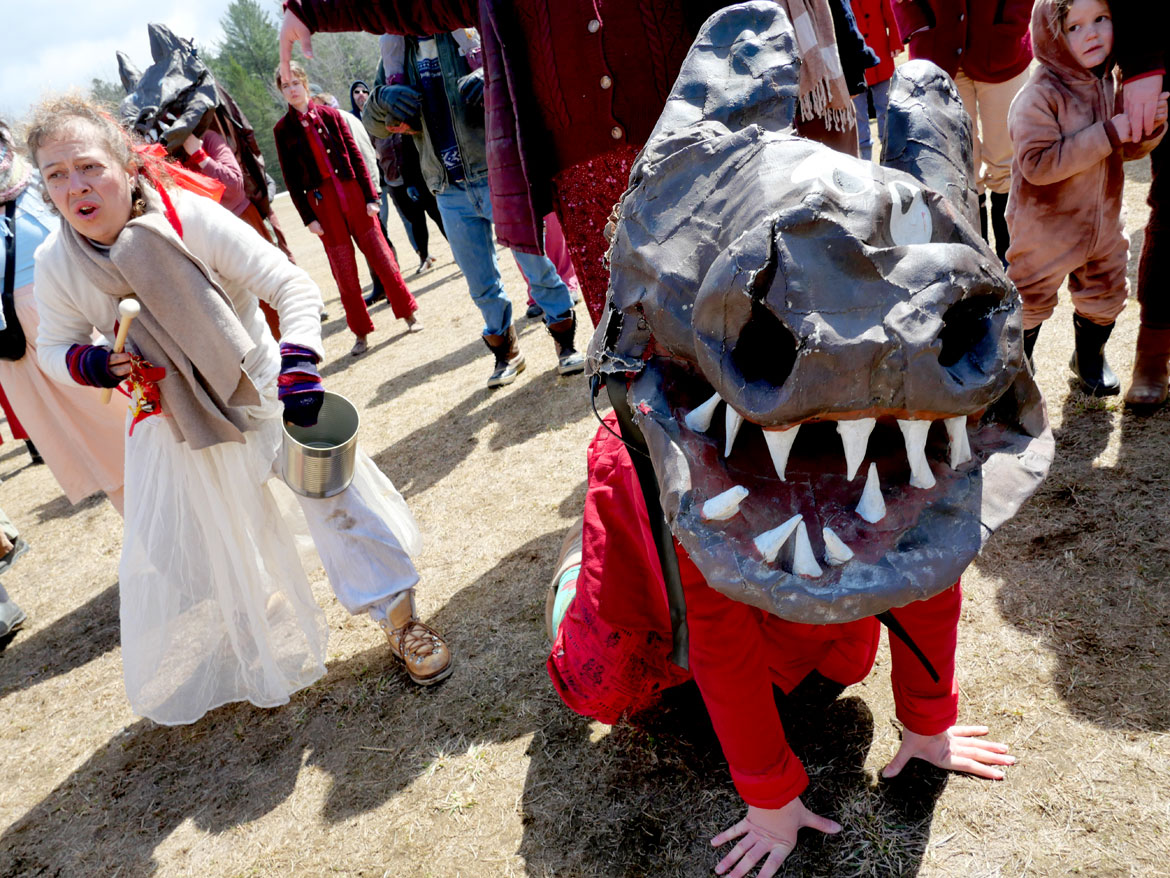 "Spring Ritual" at Bread and Puppet Theater, Glover, Vermont, April 11, 2026. (©Greg Cook photo)
