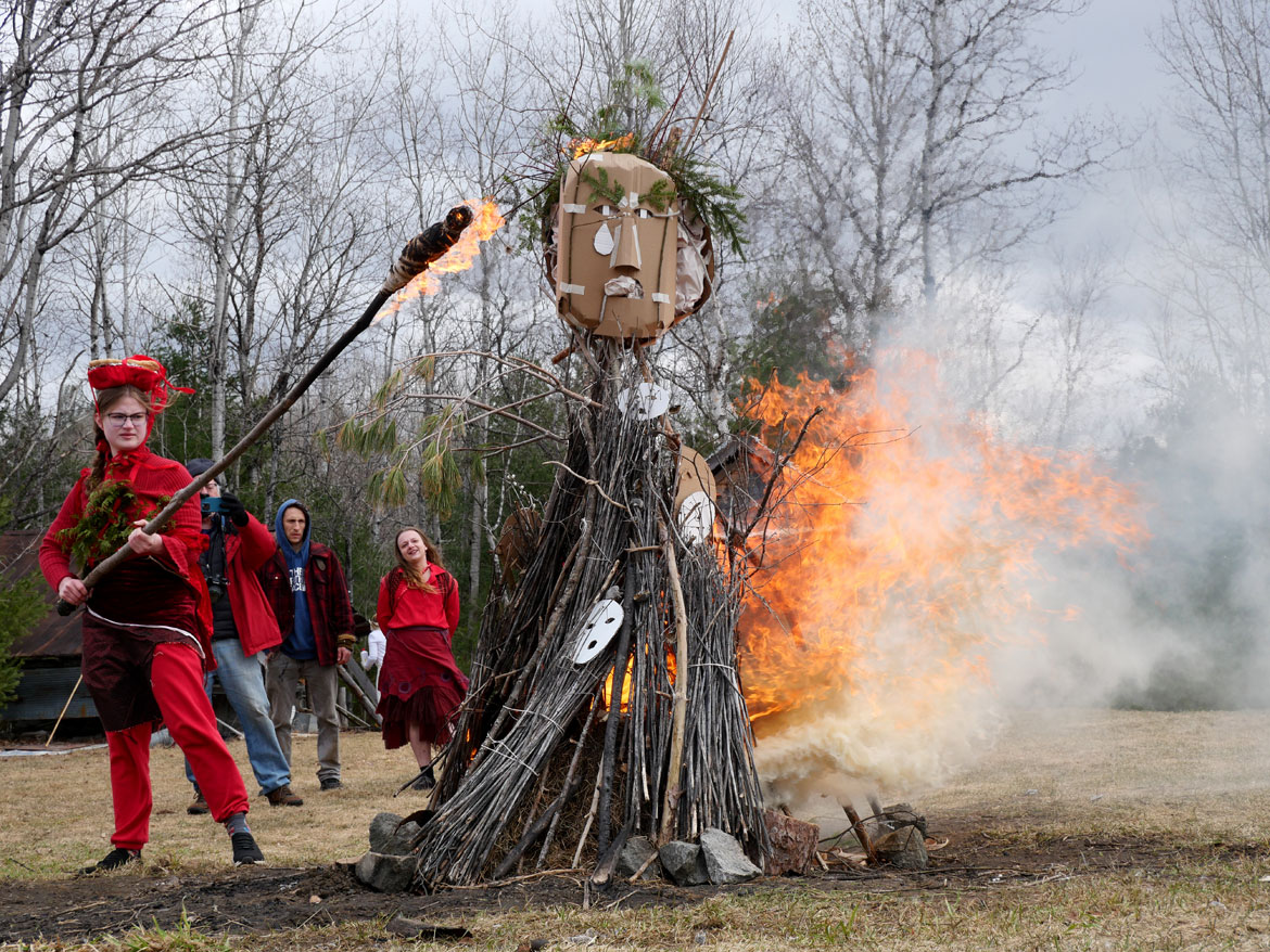 "Spring Ritual" at Bread and Puppet Theater, Glover, Vermont, April 11, 2026. (©Greg Cook photo)