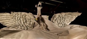 Bread and Puppet Theater's "The End of the World Never Minding Show!" at Somerville's Center for the Arts at the Armory, April 22, 2026. (©Greg Cook photo)