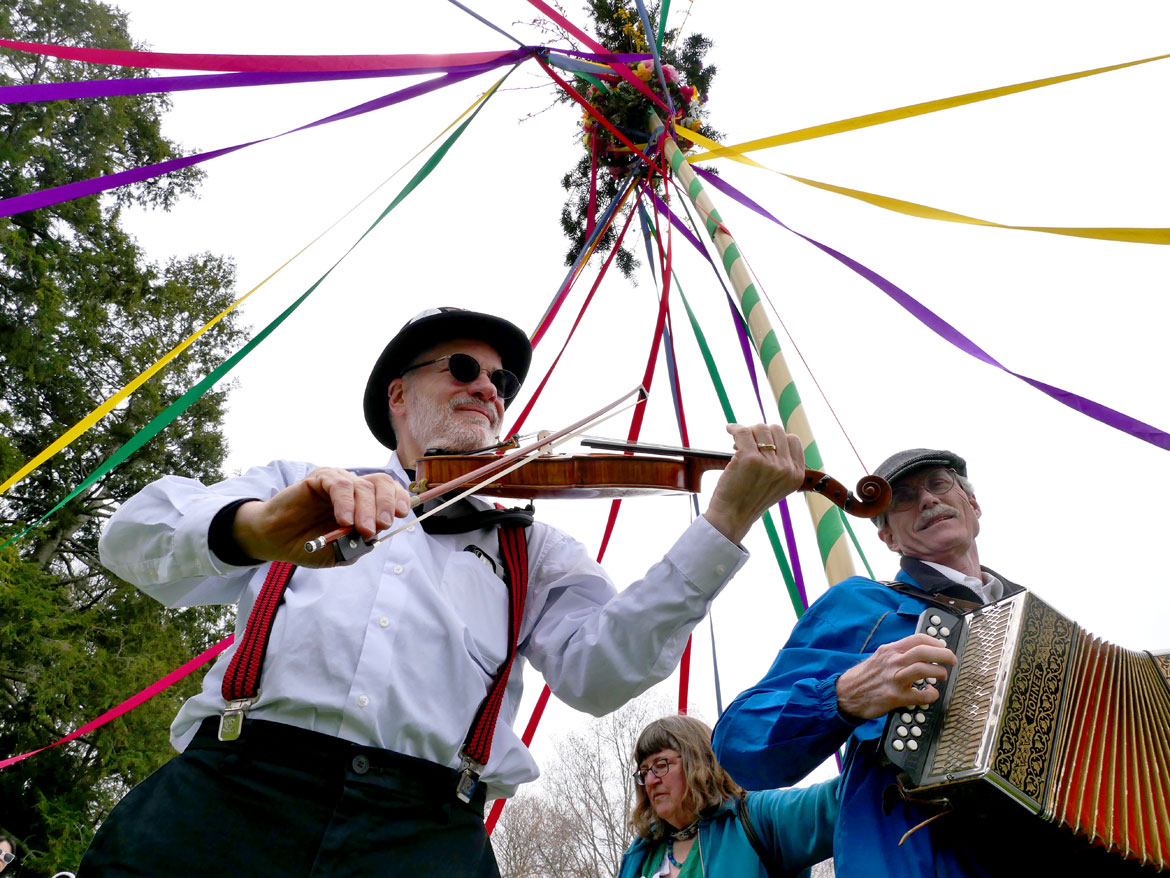 Maypole dance at Gore Place Sheepshearing Festival, Waltham, April 25, 2026. (©Greg Cook photo)