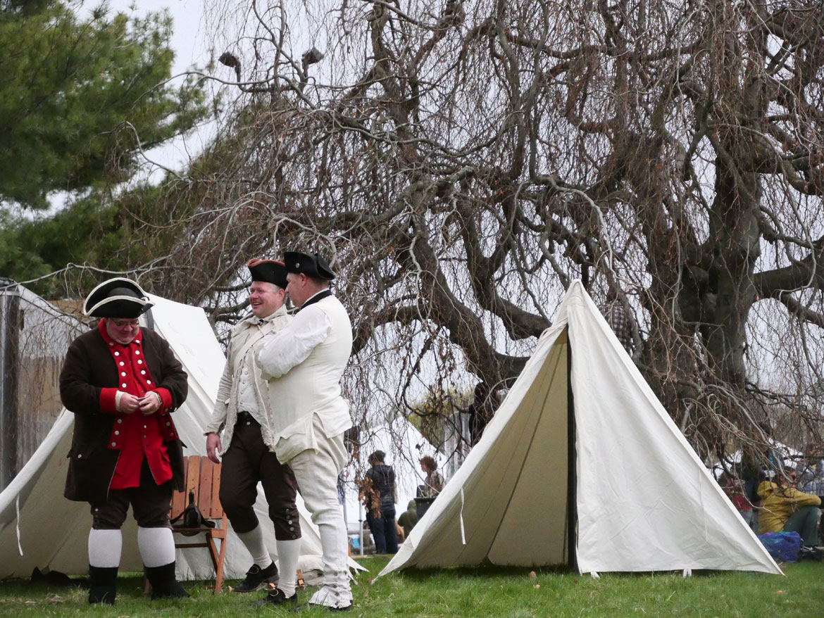 Historical reenactors at Gore Place Sheepshearing Festival, Waltham, April 25, 2026. (©Greg Cook photo)