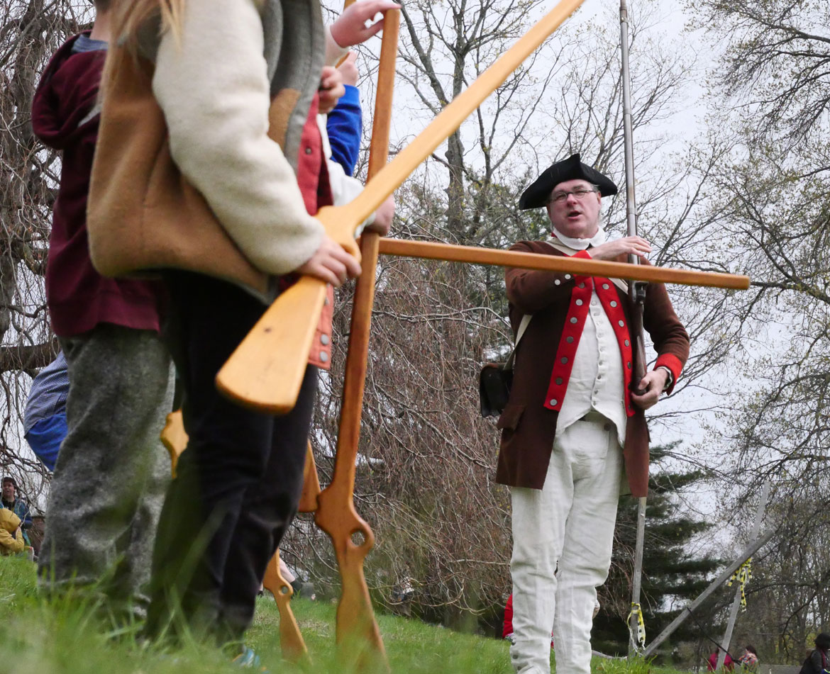 Historical reenactors at Gore Place Sheepshearing Festival, Waltham, April 25, 2026. (©Greg Cook photo)