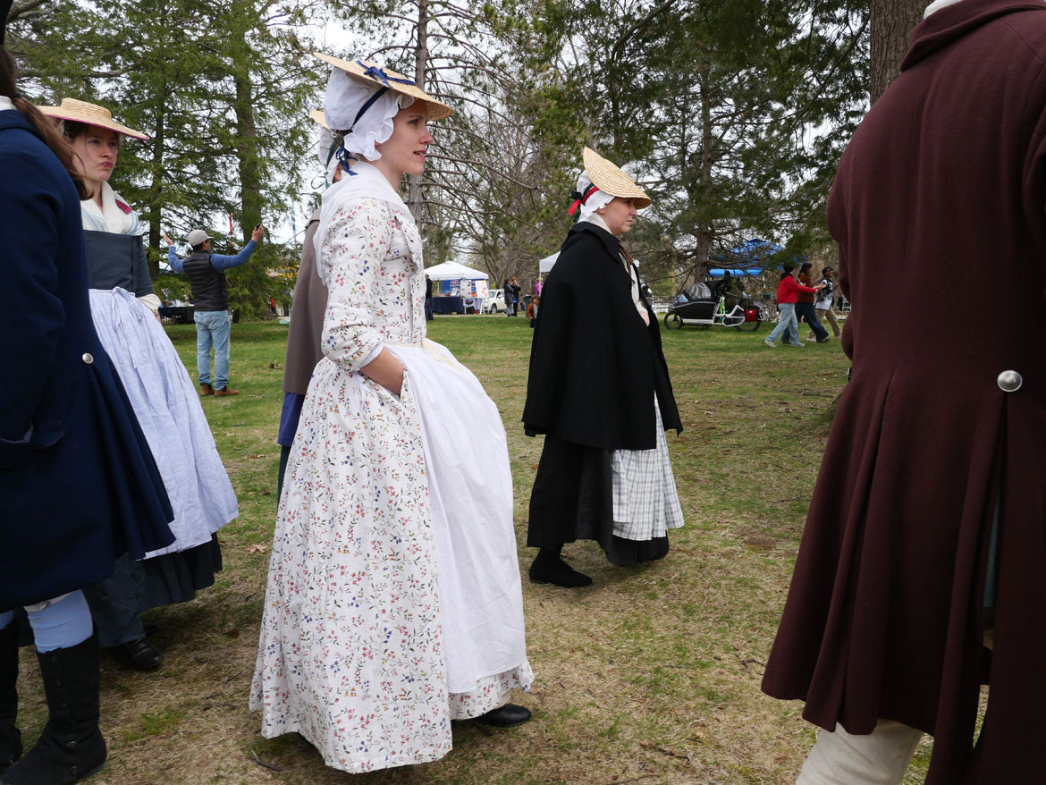 Historical reenactors at Gore Place Sheepshearing Festival, Waltham, April 25, 2026. (©Greg Cook photo)