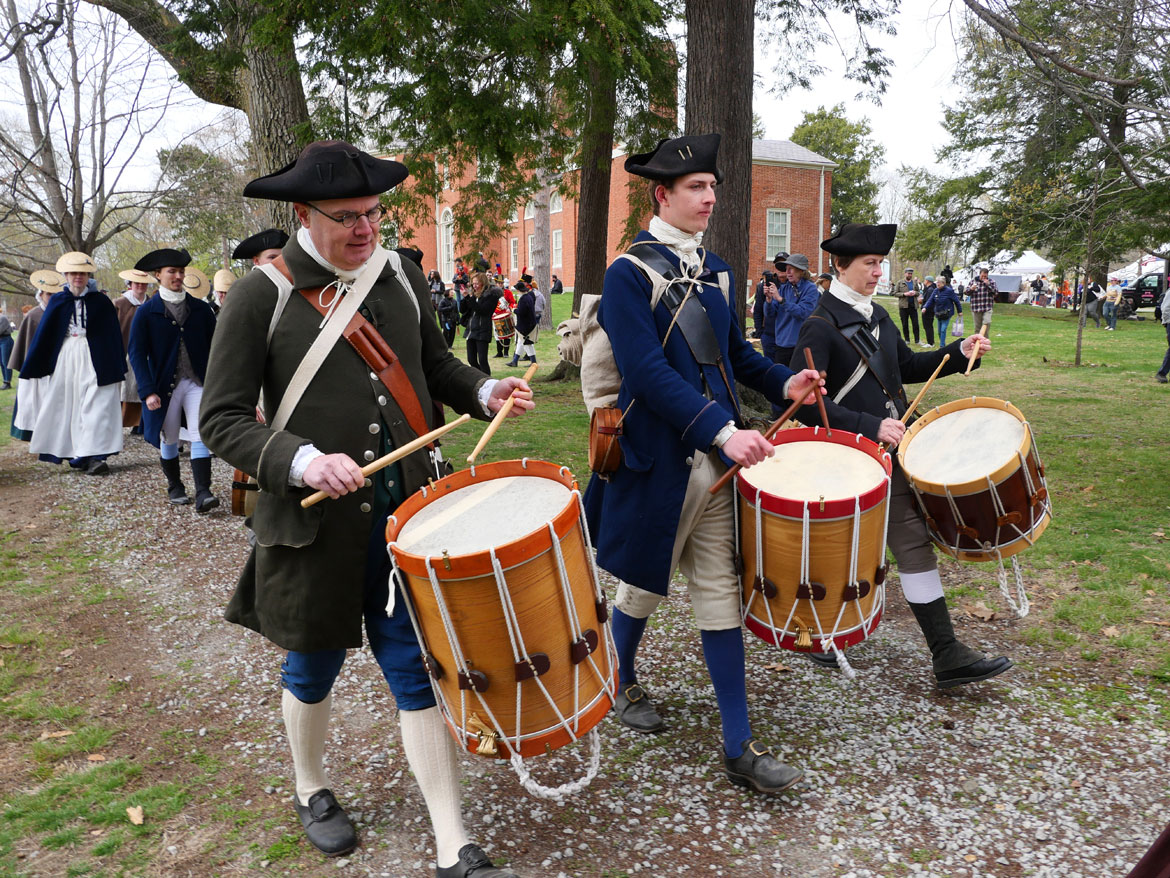 Historical reenactors at Gore Place Sheepshearing Festival, Waltham, April 25, 2026. (©Greg Cook photo)