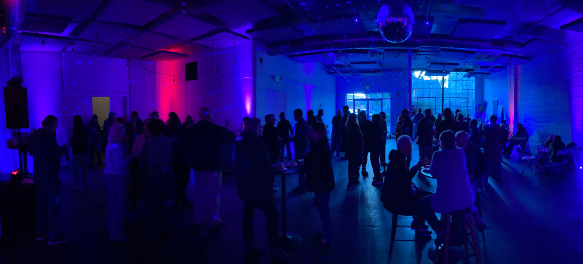 "Arts in the 'Ville" party honoring Gregory Jenkins at Warehouse XI, Somerville, April 9, 2026. (©Greg Cook photo)