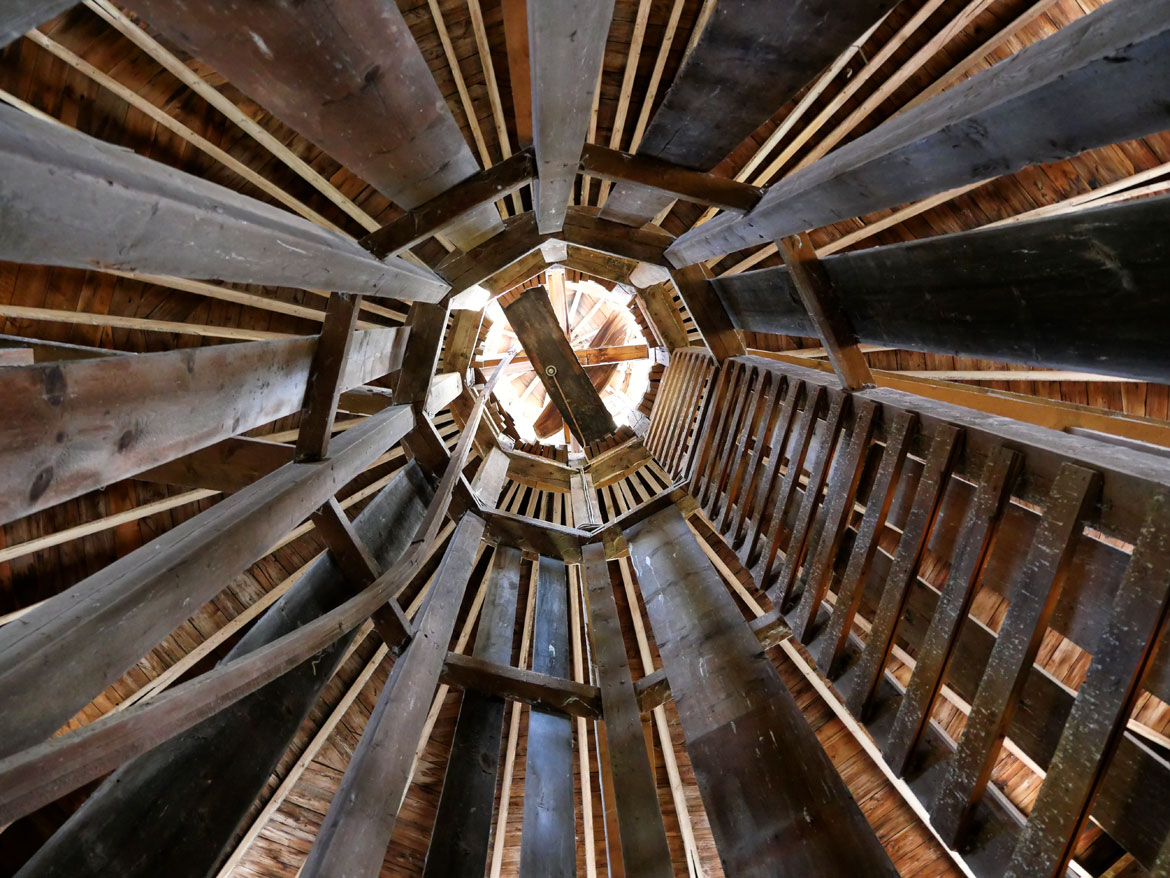 The 1826 Round Stone Barn at Hancock Shaker Village, April 21, 2026. (©Greg Cook photo)