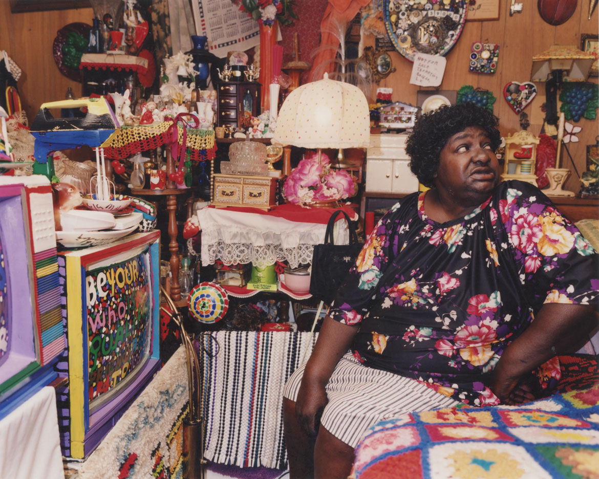 Mrs. L.V. Hull Looking at Gift for B.B. King in Her Bedroom. L.V. Hull on her bed in her Kosciusko, Mississippi, home in 2003. (Photo: Bruce West)