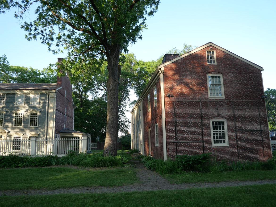 Royall House (left) and Slave Quarters in Medford, Massachusetts, June 3, 2026. (©Greg Cook photo)