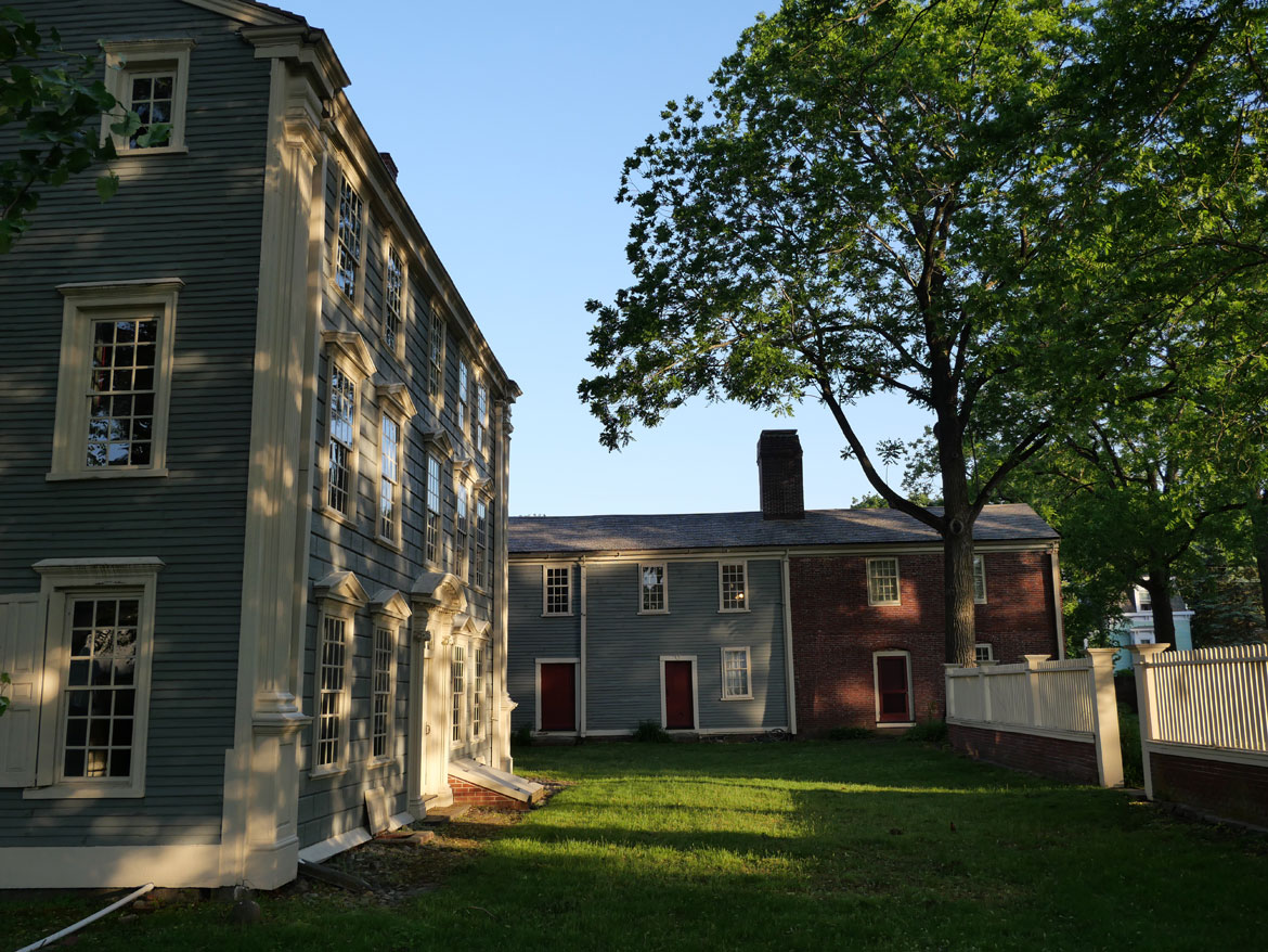 Royall House (left) and Slave Quarters in Medford, Massachusetts, June 3, 2026. (©Greg Cook photo)