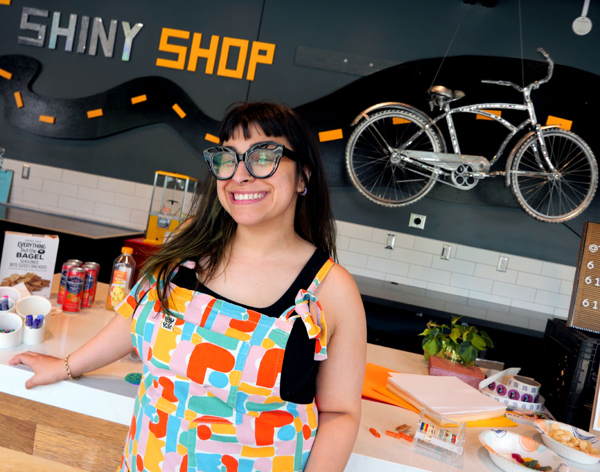 Alexandra Adamo-Cioffredi, founder of Alex Makes Art, producer of The Shiny Shop, June 11, 2026. (©Greg Cook photo)