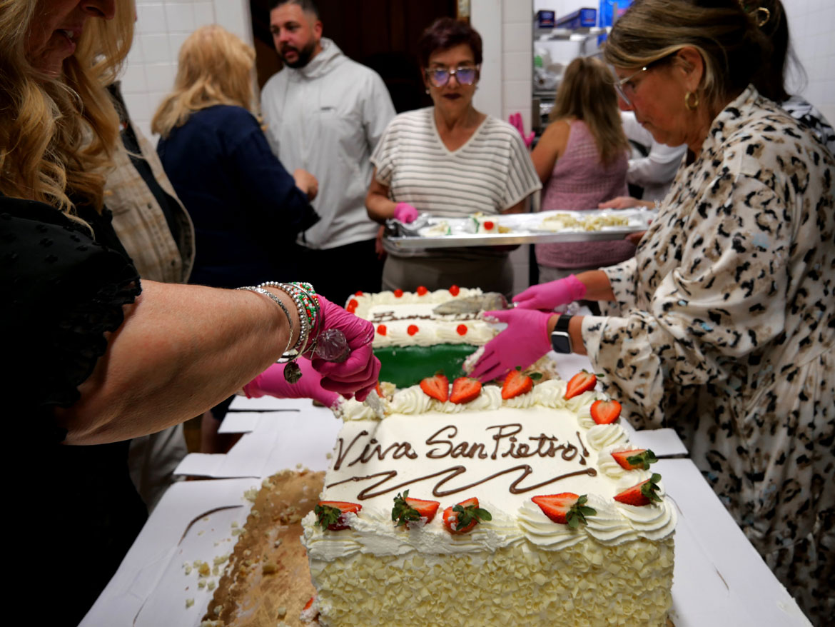 Cake at the end of the Novena at the American Legion Hall in advance of St. Peter's Fiesta, Gloucester, June 23, 2026. (©Greg Cook photo)
