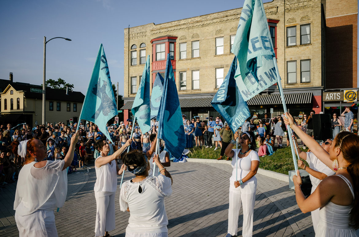 Hattie Grimm's "Bird Puppet Parade" in Milwaukee, July 1, 2026. (Elliot Young photo)