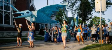 Hattie Grimm's "Bird Puppet Parade" in Milwaukee, July 1, 2026. (Elliot Young photo)