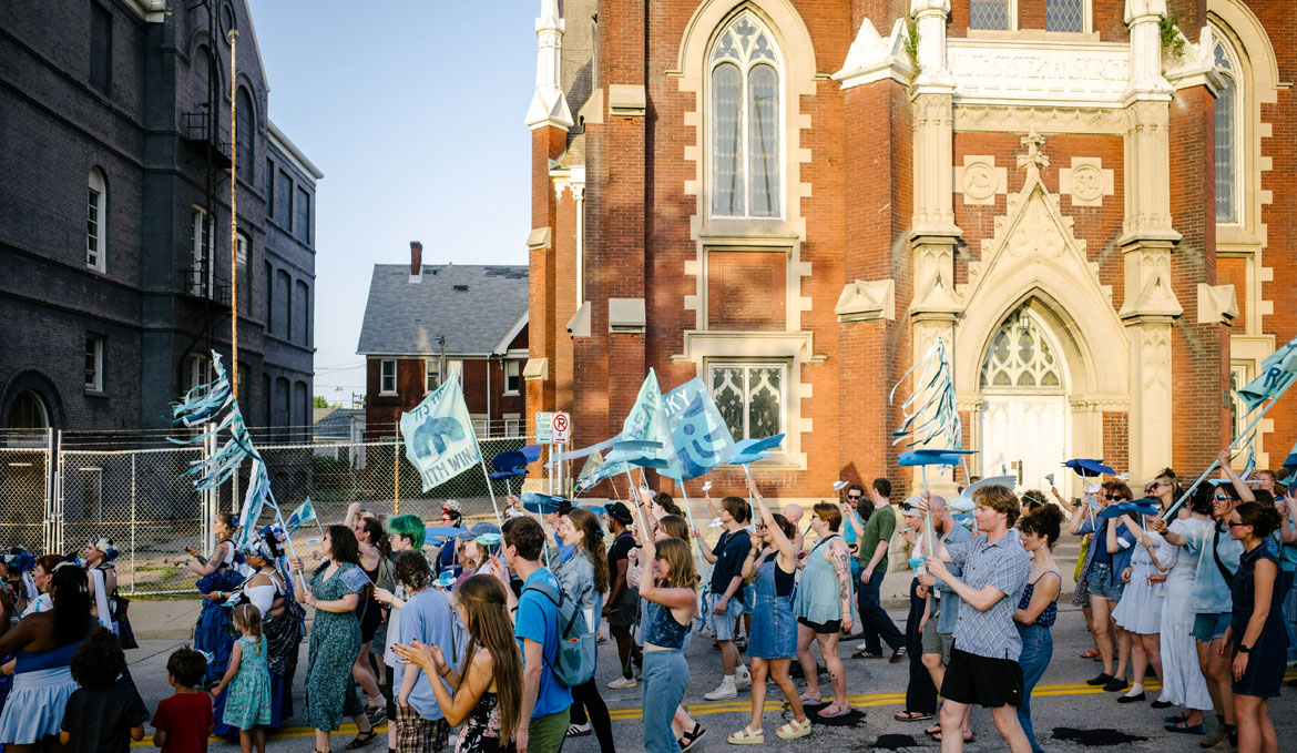 Hattie Grimm's "Bird Puppet Parade" in Milwaukee, July 1, 2026. (Elliot Young photo)