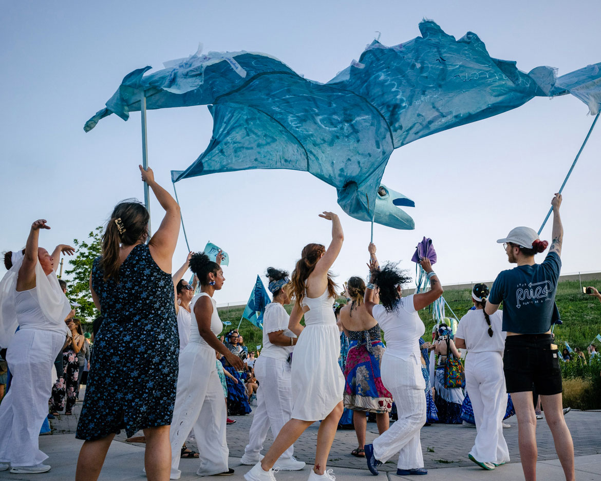 Hattie Grimm's "Bird Puppet Parade" in Milwaukee, July 1, 2026. (Elliot Young photo)